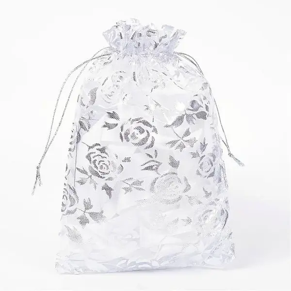 Rose Printed Organza Bags