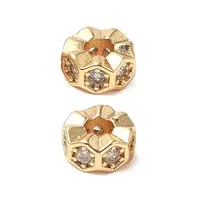 Brass Micro Pave Cubic Zirconia Beads