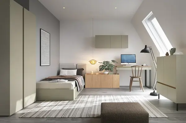 Malá študentská izba hailee - zelená/dub piesočný