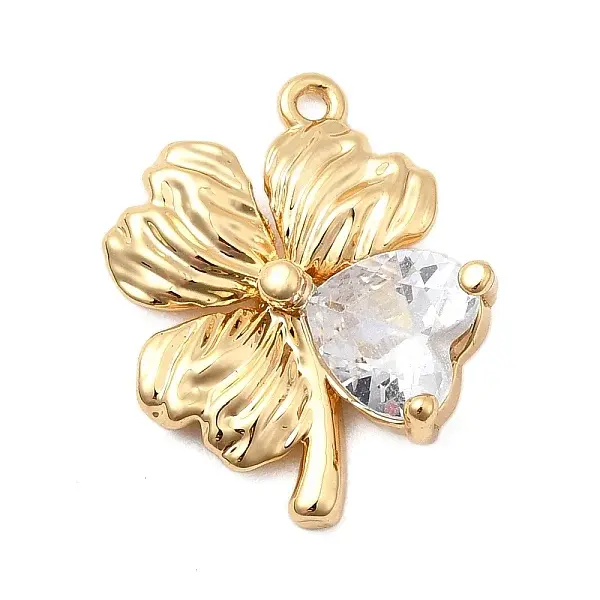 Brass Micro Pave Clear Cubic Zirconia Pendants