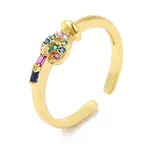 Colorful Cubic Zirconia Heart Open Cuff Rings