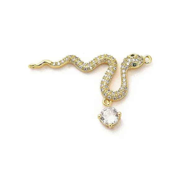 Brass Micro Pave Clear Cubic Zirconia Connector Charms