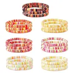 Handmade Polymer Clay Heishi Surfer Stretch Bracelets Set