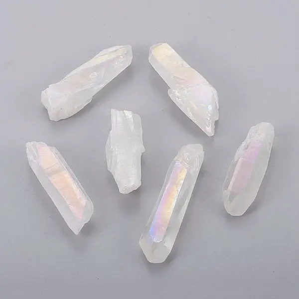 Electroplate Natural Quartz Crystal Beads