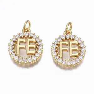 Brass Micro Pave Clear Cubic Zirconia Pendants