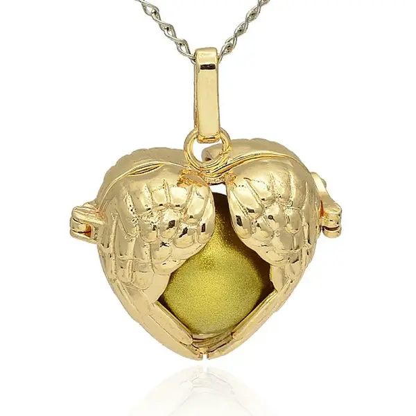Golden Tone Brass Hollow Heart Cage Pendants