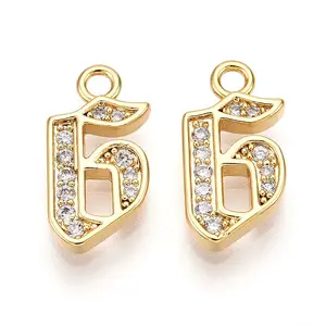 Brass Micro Pave Cubic Zirconia Charms