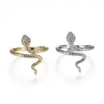 Brass Micro Pave Clear Cubic Zirconia Cuff Rings