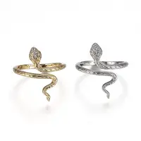 Brass Micro Pave Clear Cubic Zirconia Cuff Rings