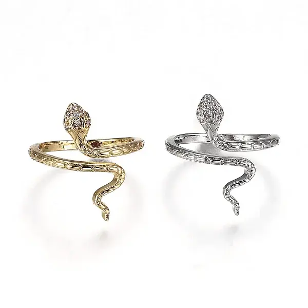 Brass Micro Pave Clear Cubic Zirconia Cuff Rings
