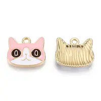 Light Gold Plated Alloy Kitten Pendants