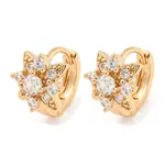 Brass Micro Pave Clear Cubic Zirconia Hoop Earrings