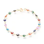 Real 18K Gold Plated Evil Eye Brass Enamel Link Bracelets