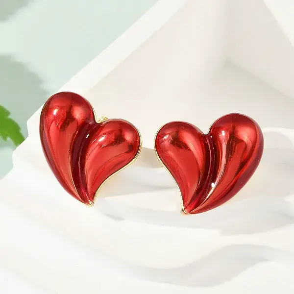 Brass Enamel Stud Earrings for Women