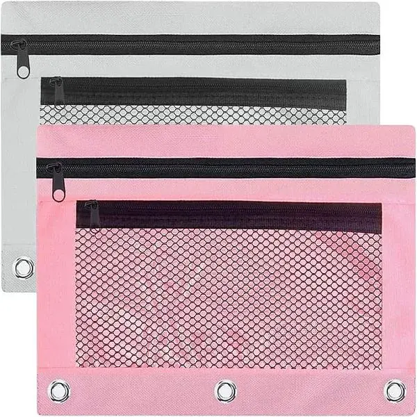 4Pcs 2 Colors Rectangle Polyester Mesh Pen Bags