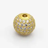 CZ Brass Micro Pave Grade AAA Clear Color Cubic Zirconia Round Beads