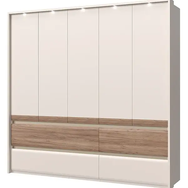 Pětidveřová šatní skříň s led osvětlením artemisia - dub
