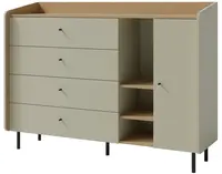 Široká kombinovaná komoda rudy - zelená/dub písečný