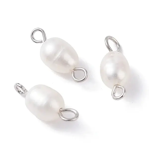 Natural Cultured Freshwater Pearl Bead Links Connectors