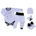 Baby Nellys 5-ti dílná soupravička do porodnice Baby Little Star - modrá, vel. 68