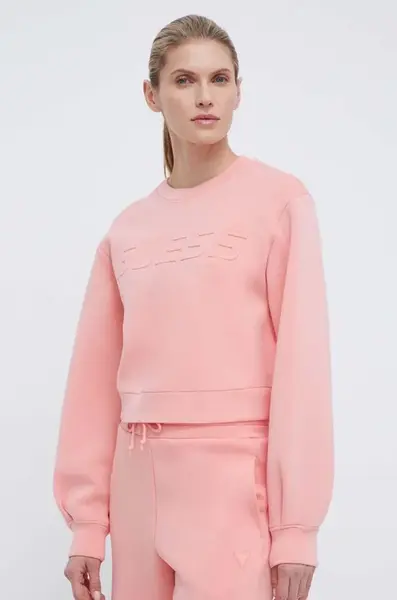 Mikina Guess CINDRA dámská, oranžová barva, melanžová, V3BQ15 K7UW2