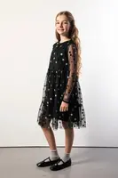 Dívčí šaty Coccodrillo černá barva, midi, ELEGANT PARTY GIRL