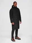 Ombre Men's parka coat with fleece lining and waist adjustment - black