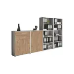 MID.YOU SKŘÍŇ NA ŠANONY, šedá, barvy dubu, 337,6/185,6/33 cm