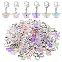 60Pcs 6 Colors Glass Pendant