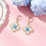 Handmade Glass Seed Beads Flower Leverback Earrings