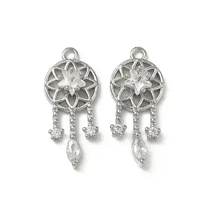Brass Micro Pave Clear Cubic Zirconia Pendants