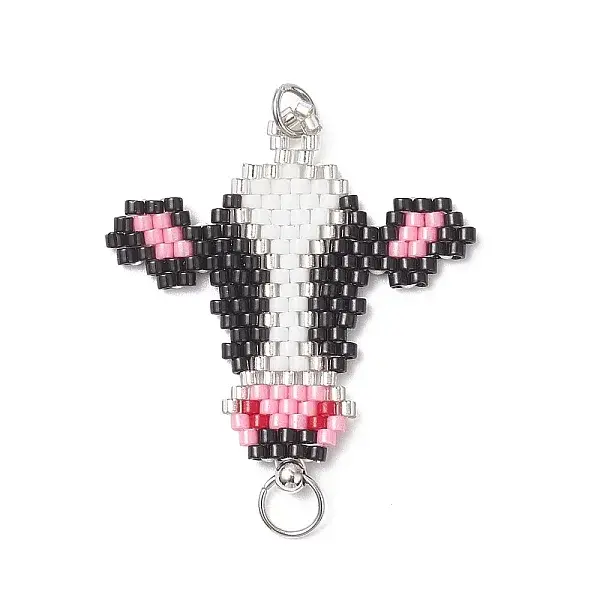 Glass Seed Beaded Links Connector Charms