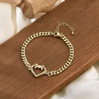 Brass Micro Pave Clear Cubic Zirconia Link Bracelets