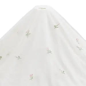 Polyester Flower Pattern Mesh Fabric