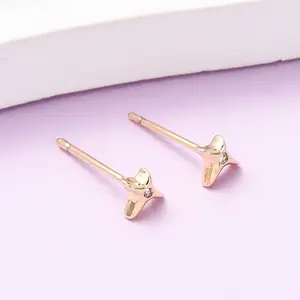 Brass Micro Pave Clear Cubic Zirconia Star Stud Earrings