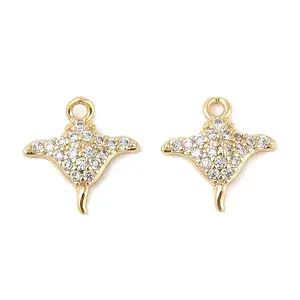 Brass Micro Pave Clear Cubic Zirconia Charms