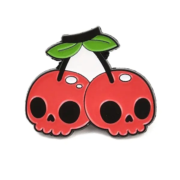 Cherry Skull Enamel Pins