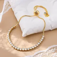 Adjustable Brass Micro Pave Cubic Zirconia Bracelets