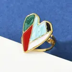 Heart 304 Stainless Steel Enamel Finger Rings for Women