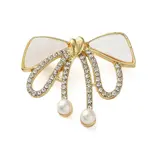 Bowknot Crystal Rhinestone & Acrylic & Plastic Pearl Brooch