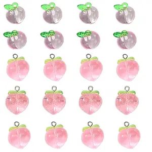 6Pcs 3 Styles Transparent Resin Fruit Pendants
