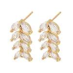 Brass Micro Pave Clear Cubic Zirconia Stud Earring Findings