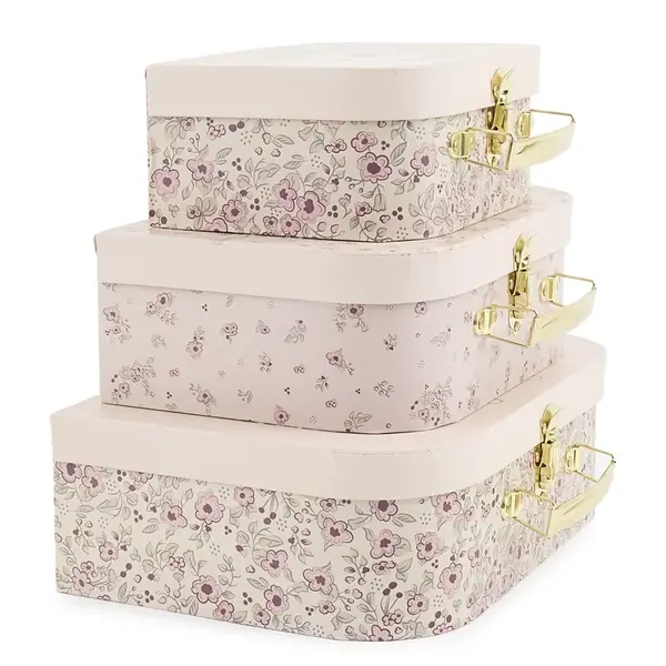 Bieco - Súprava troch kartónových kufríkov - jelenček Ella - dreamy flowers