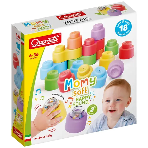 Momy Soft Happy Sound - mäkké kocky + 2 zvukové kocky - 18 ks