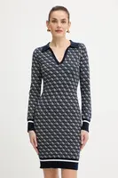 Šaty z vlněné směsi Guess AUBREY tmavomodrá barva, mini, přiléhavé, W5BK25 Z3JD2