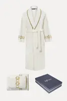 Unisex župan MONDRIAN + ručník + osuška + dárkový box XL Smetanová