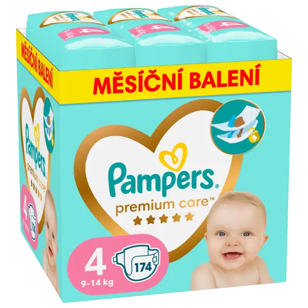 Pampers Premium Care vel. 4 9–14 kg dětské pleny 174 ks