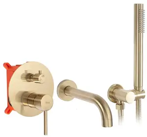 Podomietková vaňová batéria Rea Lungo zlatá brúsená + box