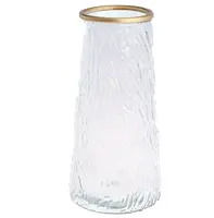 Skleněná váza se zlatým okrajem čirá 20cm