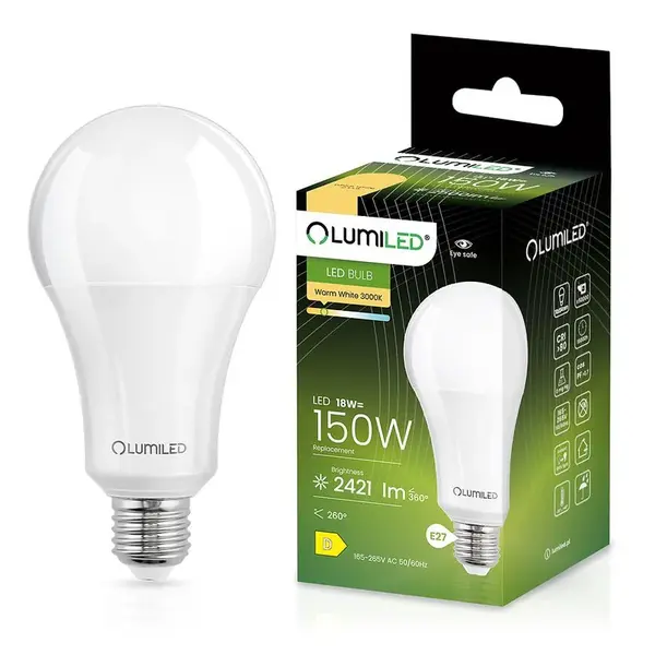 Žiarovka LED A70 18W 150W E27 2421LM 3000K